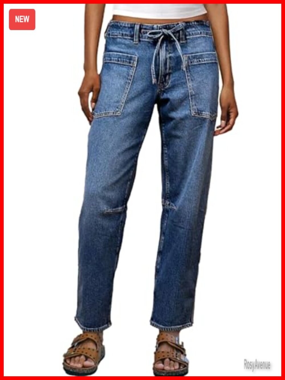 Women's Baggy Barrel Jeans Stretchy Denim Boyfriend Wide Leg Pants